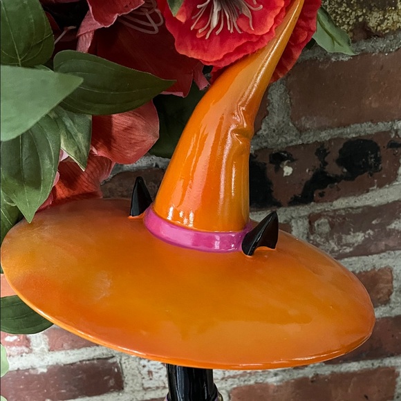 Bella Lux Halloween Black Cat Figurine with Orange Hat almost 24 inches tall - Picture 2 of 10